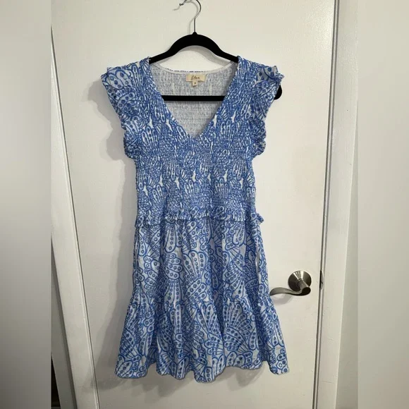 Elan Blue Smocked Ariel Dress Size Small - Picture 5 of 10